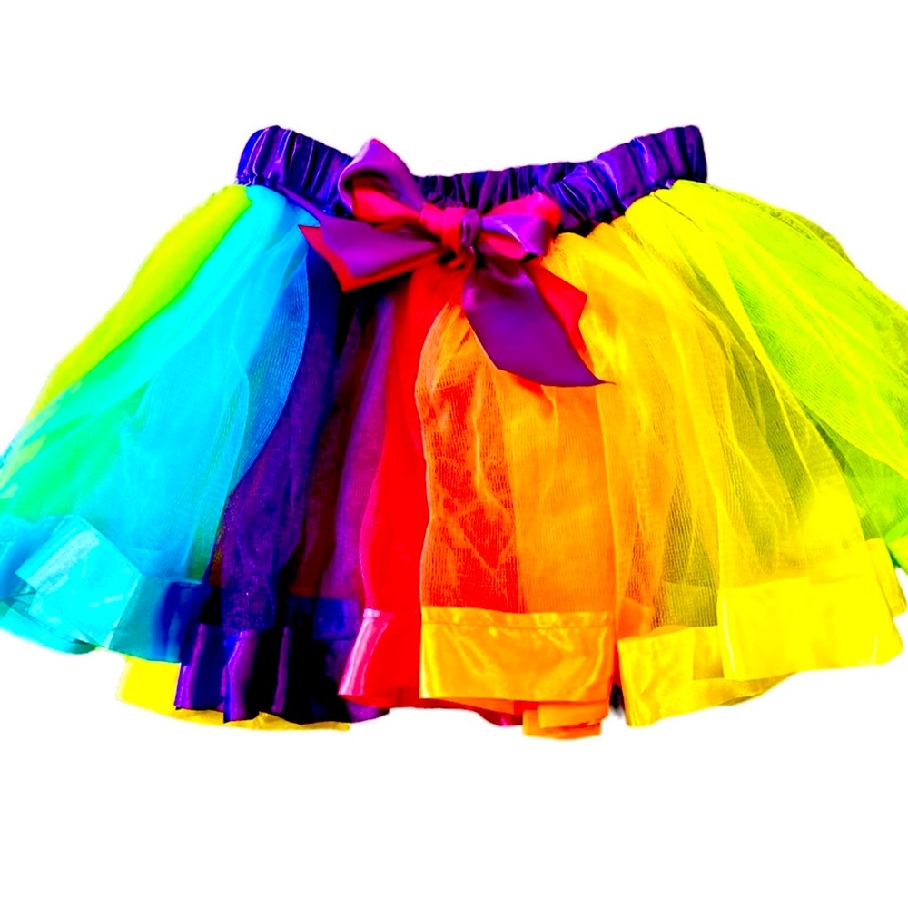 Rainbow Tutu with Elastic Stretch Waist. Little girls Large